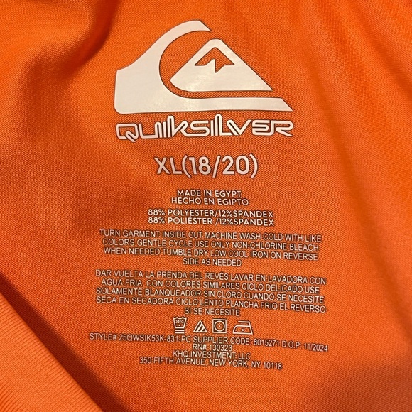 Quiksilver Orange Surf Tee sz XL 18/20 - Picture 5 of 5